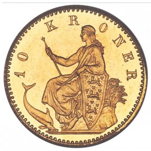 Реверс монеты Дания, 10 крон, 1873-1900