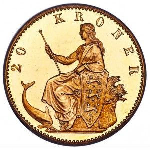Реверс монеты Дания, 20 крон, 1873-1900