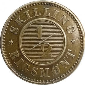 Реверс монеты Дания, ½ скиллинг-ригсмёнта, 1868