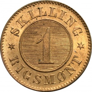 Реверс монеты Дания, 1 скиллинг-ригсмёнт, 1856-1863