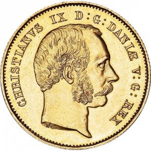 Аверс монеты Дания, 1 дьёр, 1869