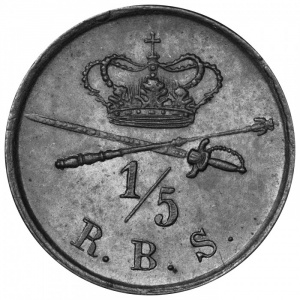 Реверс монеты Дания, ⅕ ригсбанкскиллинга, 1842