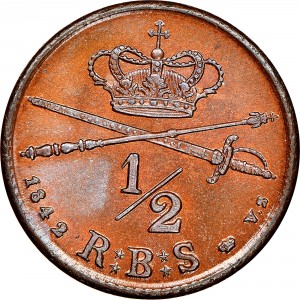 Реверс монеты Дания, ½ ригсбанкскиллинга, 1842
