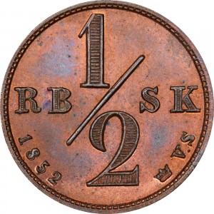 Реверс монеты Дания, ½ ригсбанкскиллинга, 1852