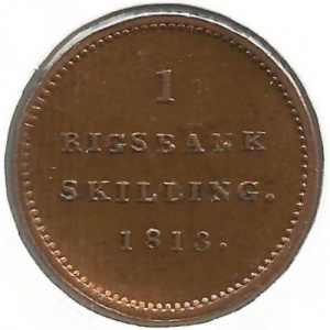 Реверс монеты Дания, 1 ригсбанкскиллинг, 1813