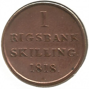 Реверс монеты Дания, 1 ригсбанкскиллинг, 1818