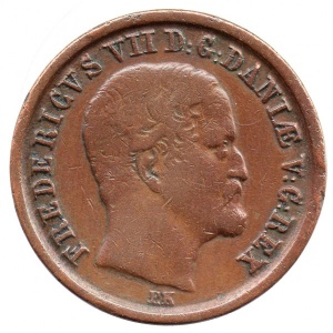 Аверс монеты Дания, 1 ригсбанкскиллинг, 1853