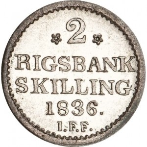 Реверс монеты Дания, 2 ригсбанкскиллинга, 1836