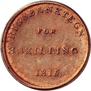 Реверс монеты Дания, 3 скиллинга, 1815