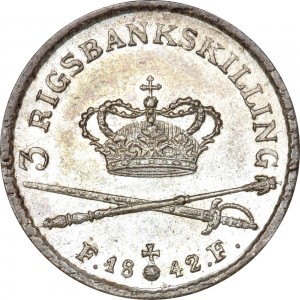 Реверс монеты Дания, 3 ригсбанкскиллинга, 1842