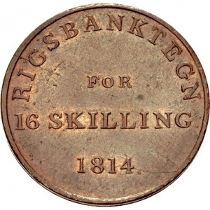 Реверс монеты Дания, 16 скиллингов, 1814