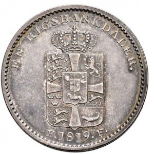 Реверс монеты Дания, 1 ригсбанкдалер, 1813-1819