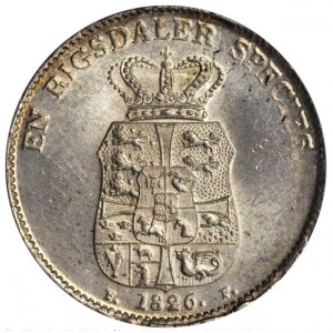 Реверс монеты Дания, 1 спесие далер, 1820-1839