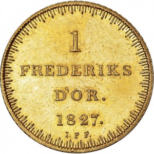 Реверс монеты Дания, 1 дьёр, 1827