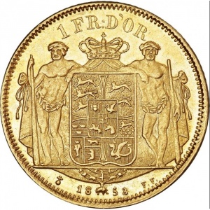 Реверс монеты Дания, 1 дьёр, 1853
