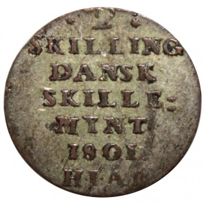 Реверс монеты Дания, 2 скиллинга, 1801-1805