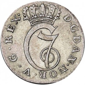Аверс монеты Дания, 8 скиллингов, 1773-1783