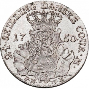 Реверс монеты Дания, 24 скиллинга, 1750