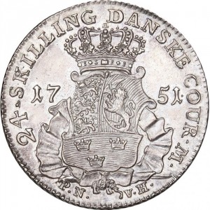 Реверс монеты Дания, 24 скиллинга, 1751