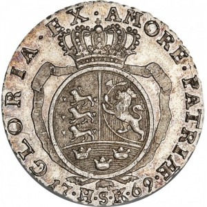 Реверс монеты Дания, ¼ спесие далера, 1769
