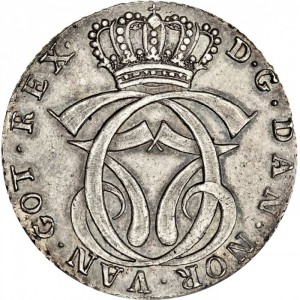 Аверс монеты Дания, ½ спесие далера, 1769