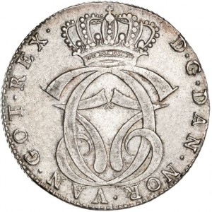 Аверс монеты Дания, 1 спесие далер, 1769, Монограмма на аверсе