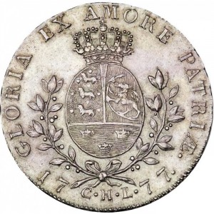 Реверс монеты Дания, 1 спесие далер, 1777