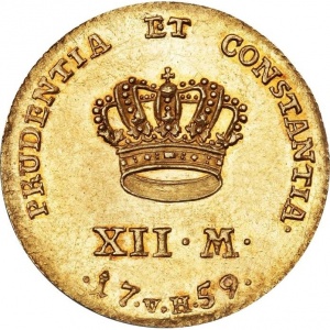 Реверс монеты Дания, 12 марок, 1757-1765