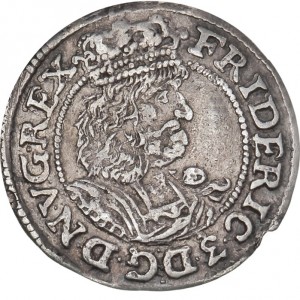 Аверс монеты Дания, 1/16 спесие далера, 1665-1667
