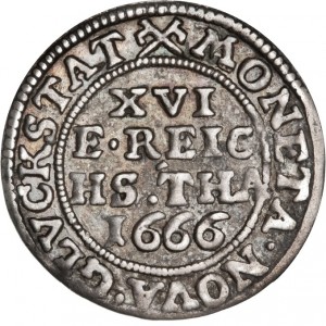 Реверс монеты Дания, 1/16 спесие далера, 1665-1667