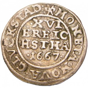 Реверс монеты Дания, 1/16 спесие далера, 1667-1670