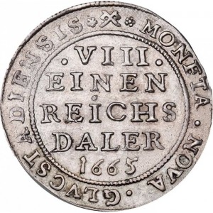 Реверс монеты Дания, ⅛ спесие далера, 1665