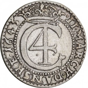Аверс монеты Дания, 2 марки, 1645
