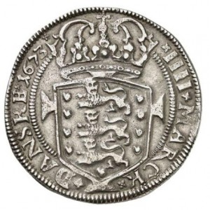 Реверс монеты Дания, 4 датские марки, 1671-1682