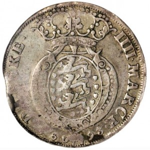 Реверс монеты Дания, 4 датские марки, 1692-1694