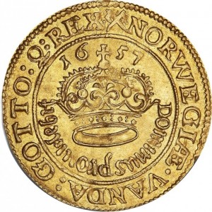 Реверс монеты Дания, 1 крона, 1657-1660