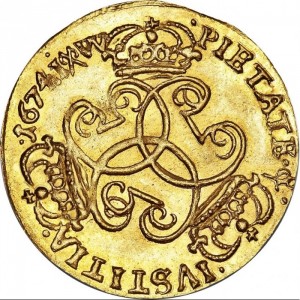 Реверс монеты Дания, 1 дукат, 1672-1676