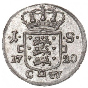 Реверс монеты Дания, 1 скиллинг, 1720-1723