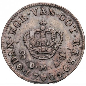 Реверс монеты Дания, 8 скиллингов, 1700-1705