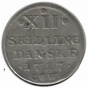 Реверс монеты Дания, 12 скиллингов, 1712-1719