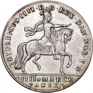 Аверс монеты Дания, 1 крона, 1711