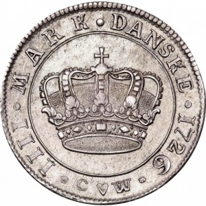 Реверс монеты Дания, 1 крона, 1724-1726
