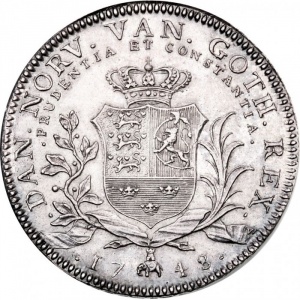 Реверс монеты Дания, 1 крона, 1748