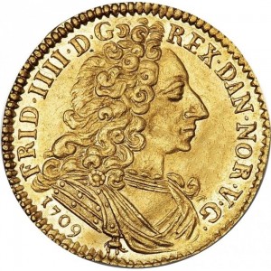 Аверс монеты Дания, 1 дукат, 1709-1726
