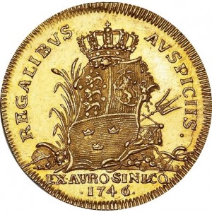 Реверс монеты Дания, 1 дукат, 1746