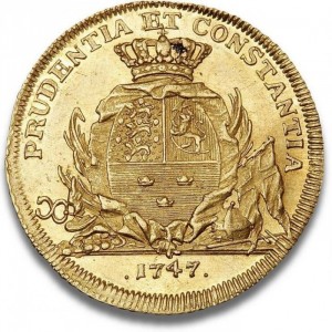 Реверс монеты Дания, 1 дукат, 1747