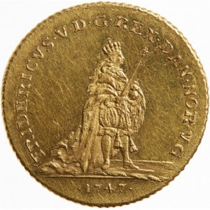 Аверс монеты Дания, 2 дуката, 1747