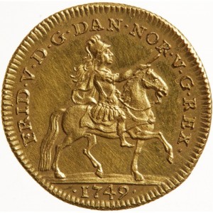 Аверс монеты Дания, 2 дуката, 1749