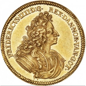 Аверс монеты Дания, 5 дукатов, 1704