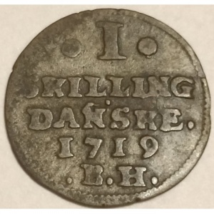Реверс монеты Дания, 1 скиллинг, 1719-1720